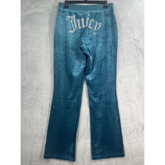 Urban Outfitters Juicy Couture OG Bling Velour Track Pants Size Medium Blue Y2K - Picture 6 of 11